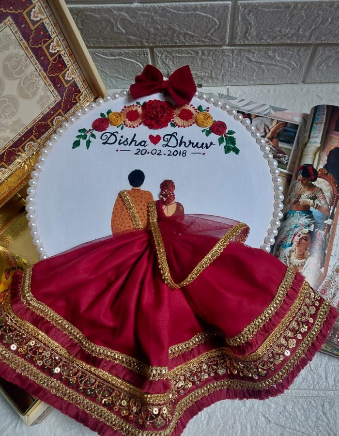 Handmade Wedding Embroidery Hoop- Customized Gift for Couple